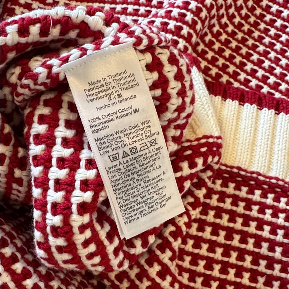 Women’s Madewell Textured Stitch Crewneck Sweater in  Ivory and Ruby Stripe M - Picture 11 of 12